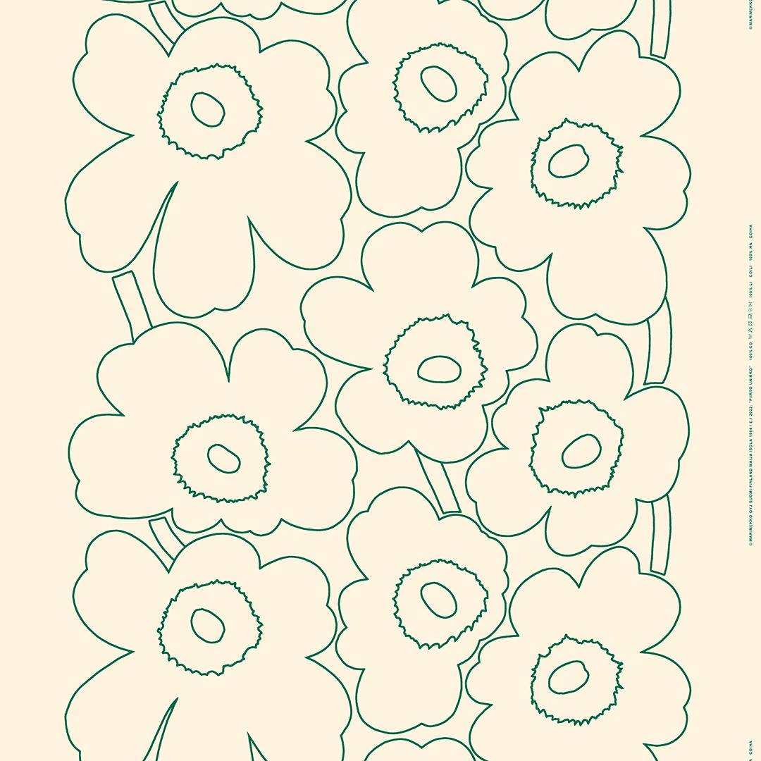 Marimekko Piirto Unikko Beige/Grön Linnetyg