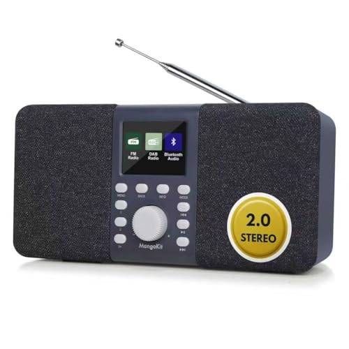 MangoKit MD5 Stereo DAB Radio mit Bluetooth,DAB Plus Radios,Digitalradios,UKW Radios,Tragbares Dab Radio,Küchenradio mit Netzbetrieb und Batterie,Farbdisplay,Alarme,Uhr,Schlummerfunktion-Dunkelgrau