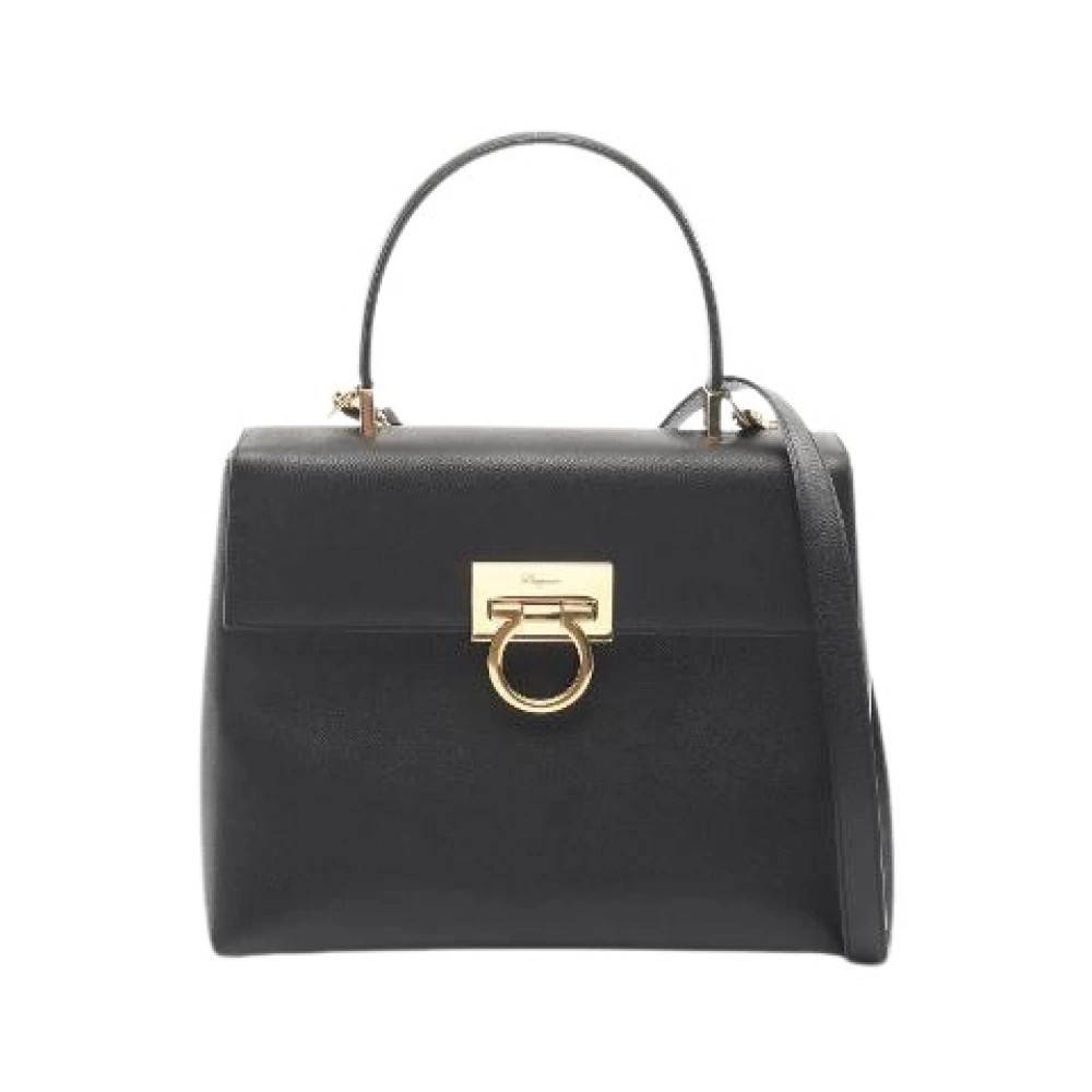 Salvatore Ferragamo Pre-owned Pre-owned Gancini læder 2way håndtaske - Vintage - Dame - Sort - ONE SIZE - Læder