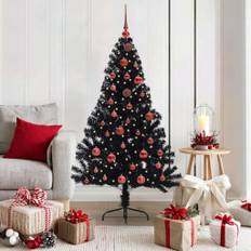 vidaXL Konstgjord Förbelyst Julgran Svart 150 cm PVC