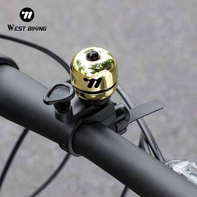WEST BIKING cykelklocka i kopparlegering, hög och klar rington, vattentät styreklocka för cykling - Multifärgad (svart,silver,Svart (kopparmaterial),Guld (kopparmaterial),Titanfärg (kopparmaterial))
