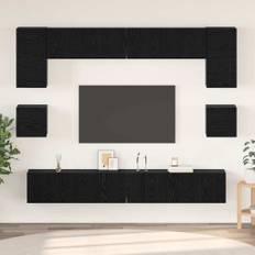 vidaXL TV-møbelsæt 8 pcs Sort Eg 100 x 30 x 30 cm Konstrueret træ