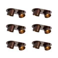 Sæt med 6 indbygningsspots mørk bronze GU10 70mm justerbar 2-lys - Installa