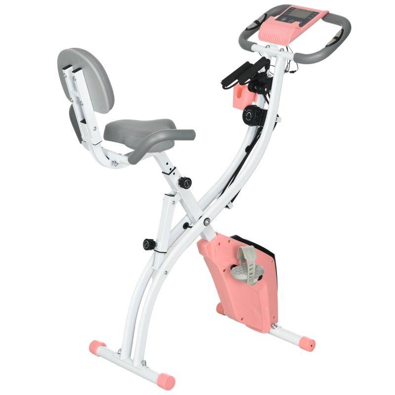 HOMCOM Foldable Exercise Bike, 8 Levels of Magnetic Resistance, Hand Pulse Sensors