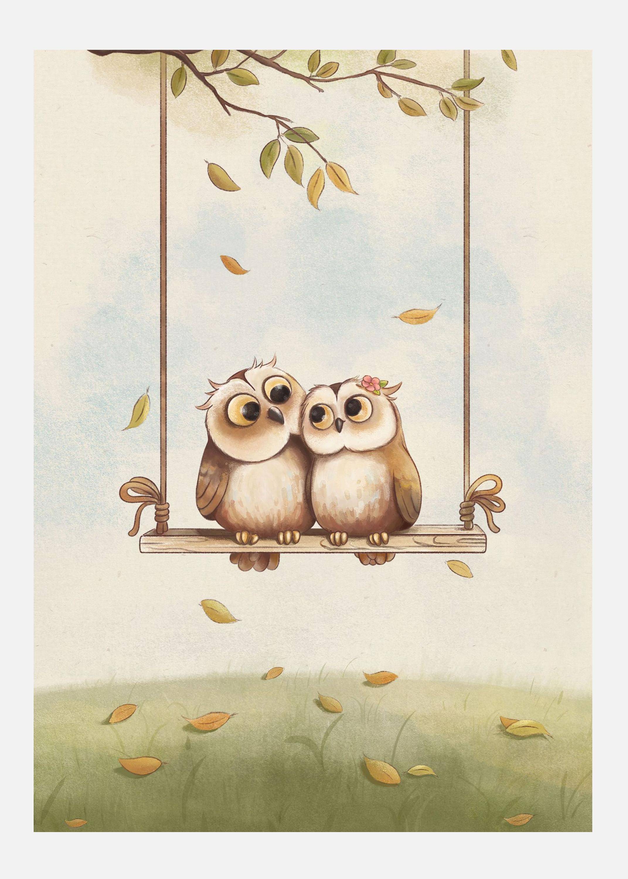 Owls In Love Canvastavla (50x70 cm)