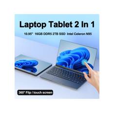 10.95" Laptop 2 in 1 Touchscreen 360° Flip Intel Celeron N95 16GB DDR5 2TB SSD Laptop Windows 11