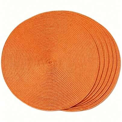 15-tums orange PP handvävd bordsunderlägg, rund vävd matunderlägg, värmebeständig dyna, dekorativ underlägg, bästsäljare, flerfärgade alternativ, bord (4 st - 38 cm,6 st - 38 cm,1 st-38 cm,12 st - 38 cm,8 st - 38 cm,10 st - 38 cm,2 st - 38 cm)
