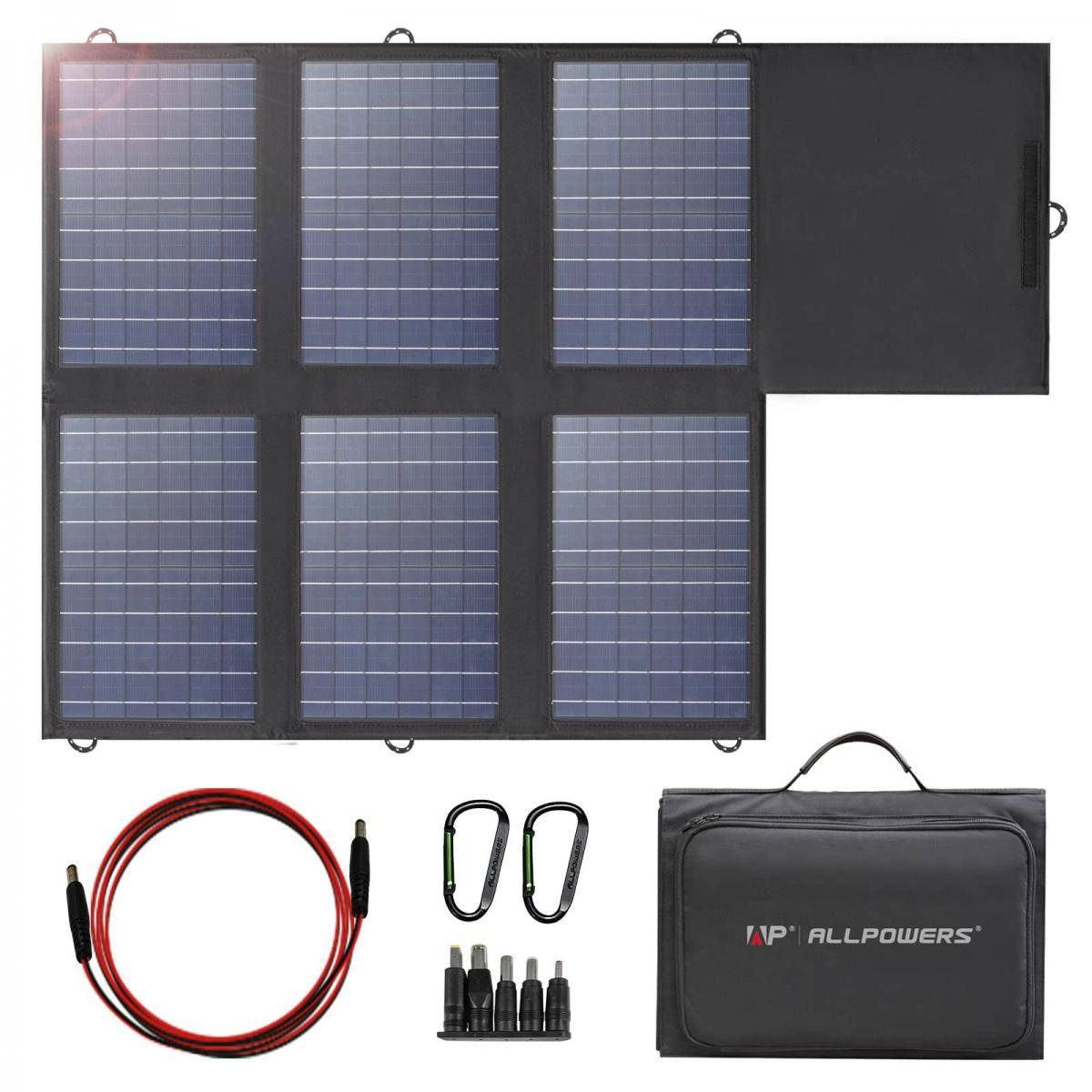 KENTFAITH ALLPOWERS SP026 Portable Solar Panel 60W, Waterproof IP67 Foldable Solar Panel Charger with 18V DC, PD 60W USB-C and 5V USB-A Output for Laptop Cellphone Solar Generator 12V Battery
