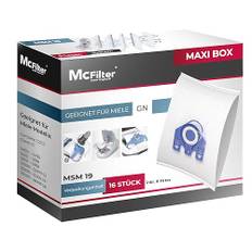McFilter | 16 Staubsaugerbeutel geeignet für Miele Staubsauger | Complete C3 S8360 S 8360 | Staubbeutel inkl. 8 Filter | Mikrovlies, Kunststoffdeckscheibe mit Gummiabdichtung | MAXI BOX