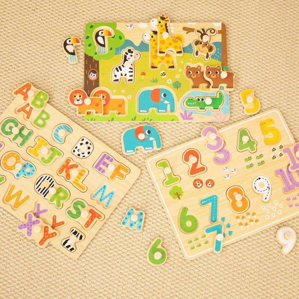 Tooky Toy 3Pcs Wooden Safari Puzzle