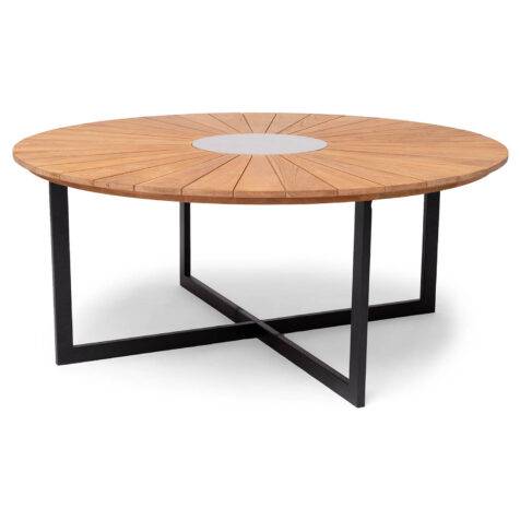 Ringsjö matbord svart/teak Ø180 cm - Svart/Träfärgad