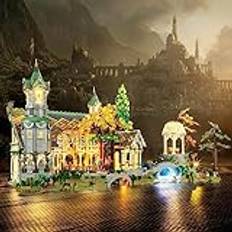 YEABRICKS LED-lampa för Lego-10316 Sagan om ringen Sagan om ringarna: Rivendell byggstenar modell (legoset ingår inte)