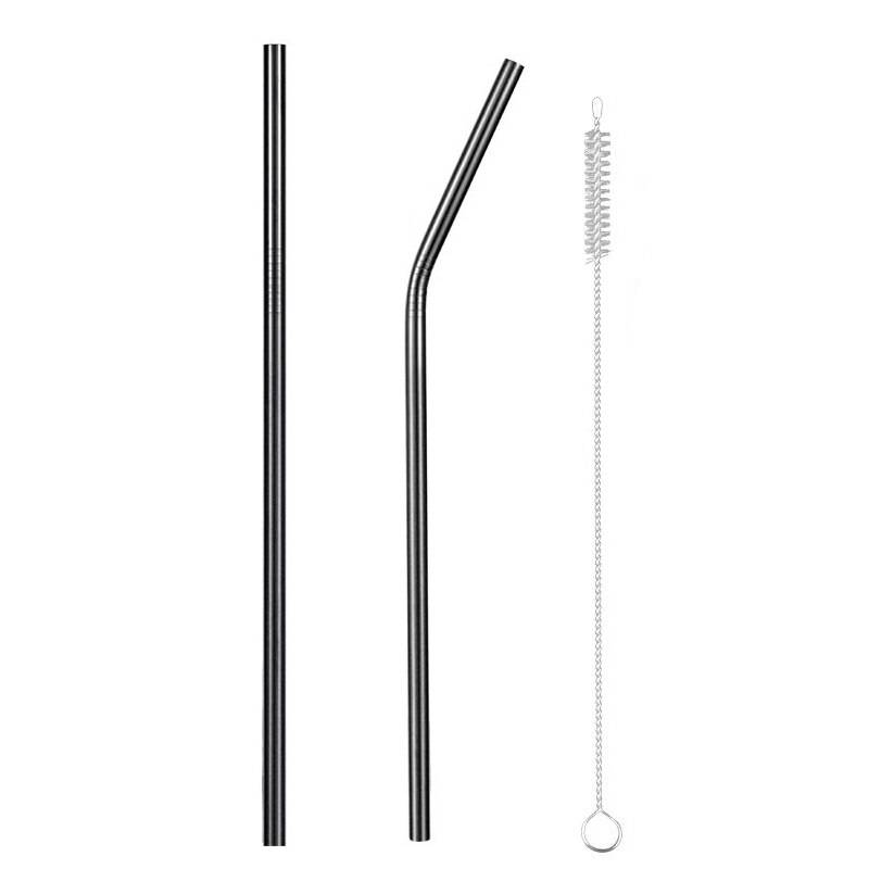 2/4/8 st färgglada återanvändbara sugrör 304 metallsugrör i rostfritt stål med rengöringsborste för muggar 20/30oz - Svart 4 st