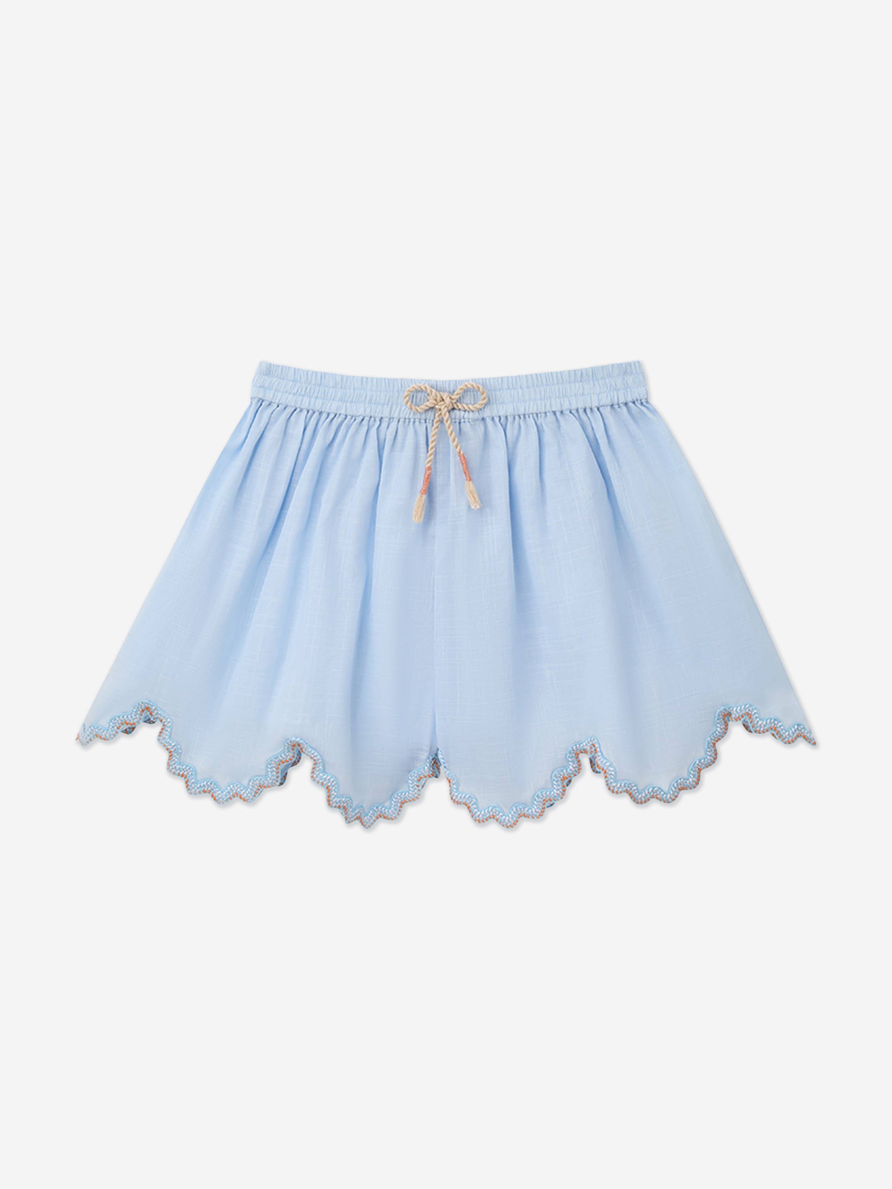 Zimmermann Girls Cascadian Ric Rac Shorts in Blue - Blue / 12 Yrs (12 Yrs)
