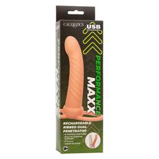 Calexotics Maxx Ribbed Dual Penetrator 10 Vibrations Flesh
