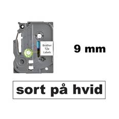 Kompatibel TZe-221 9mm x 8m sort på hvid P-Touch lamineret tape