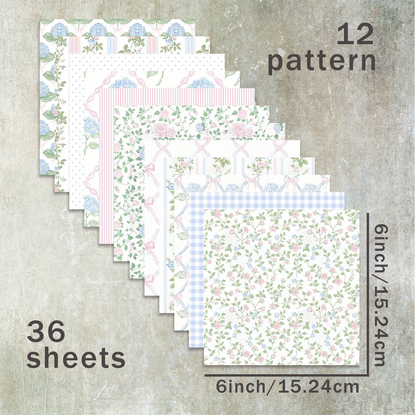 36 Sheets 6inch ( Floral Background) Scrapbooking Thin Paper, Suitable For Bullet Journal Junk Journal Greeting Card Background And Crafts