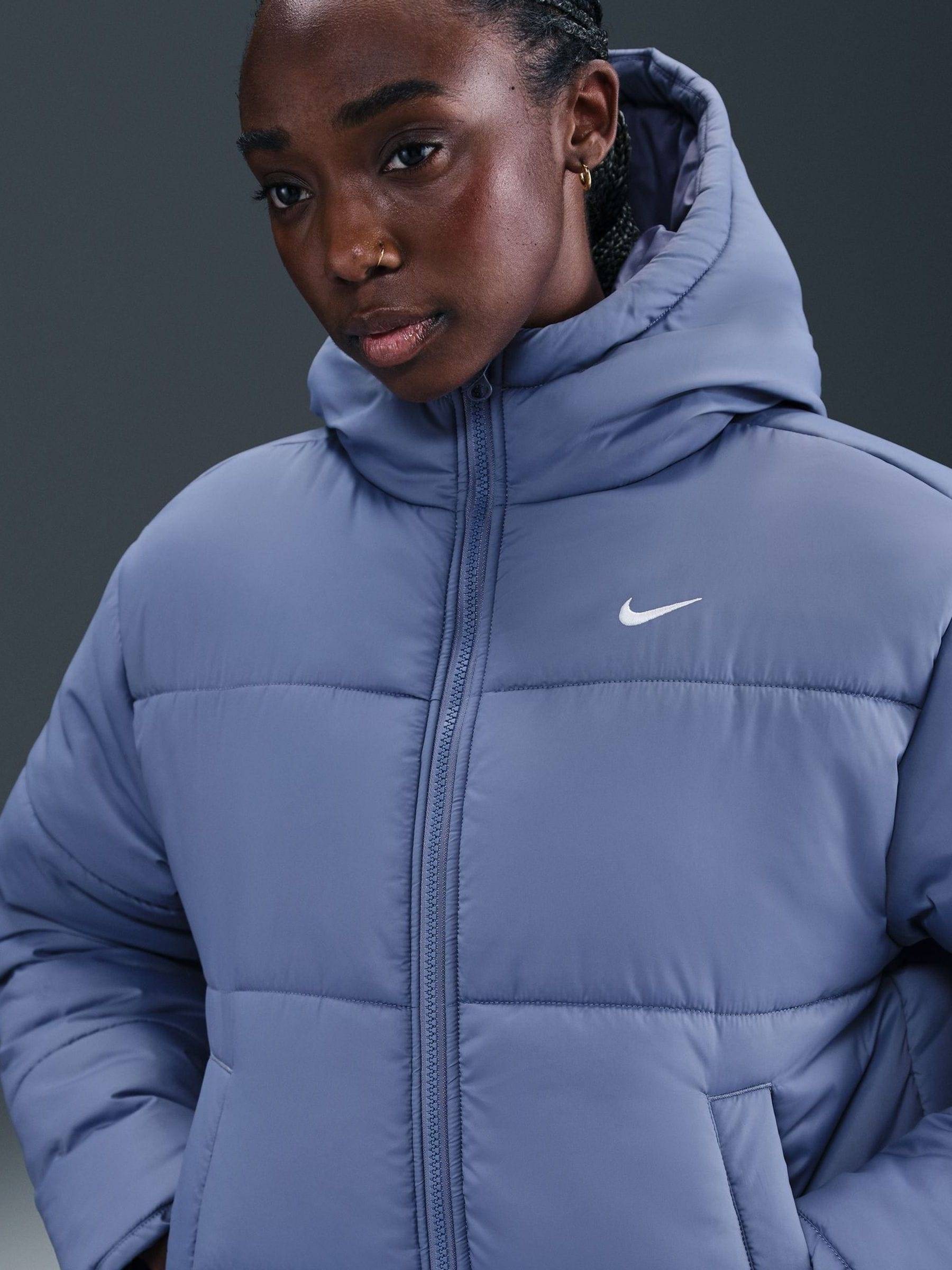 nike Nike Blue Loose Sportswear Classic Puffer Therma FIT Hooded Jacket