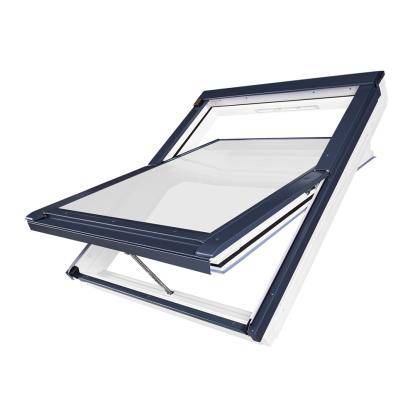 FAKRO GREENVIEW FTW-V U4E AWZX elektrisk ovenlysvindue med vippefunktion, hvidmalet træ, 3-lags glas - 55 x 78 cm