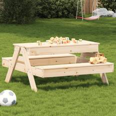 vidaXL picnicbord med sandkasse til børn massivt fyrretræ