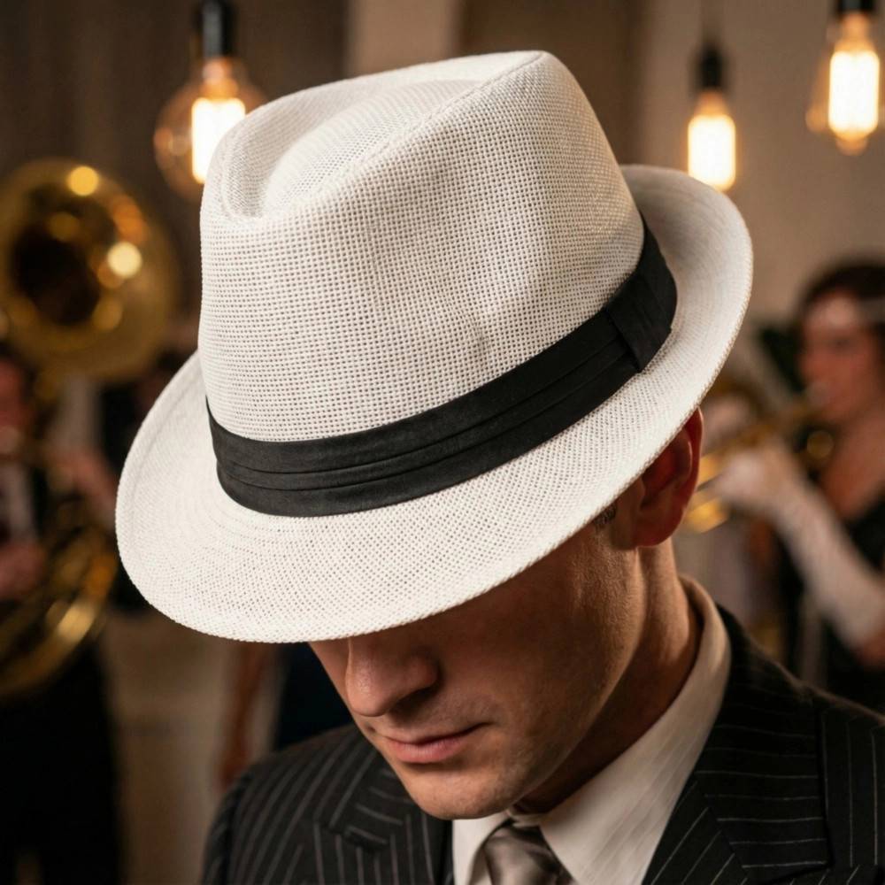 Gangster Hvid Fedora Hat