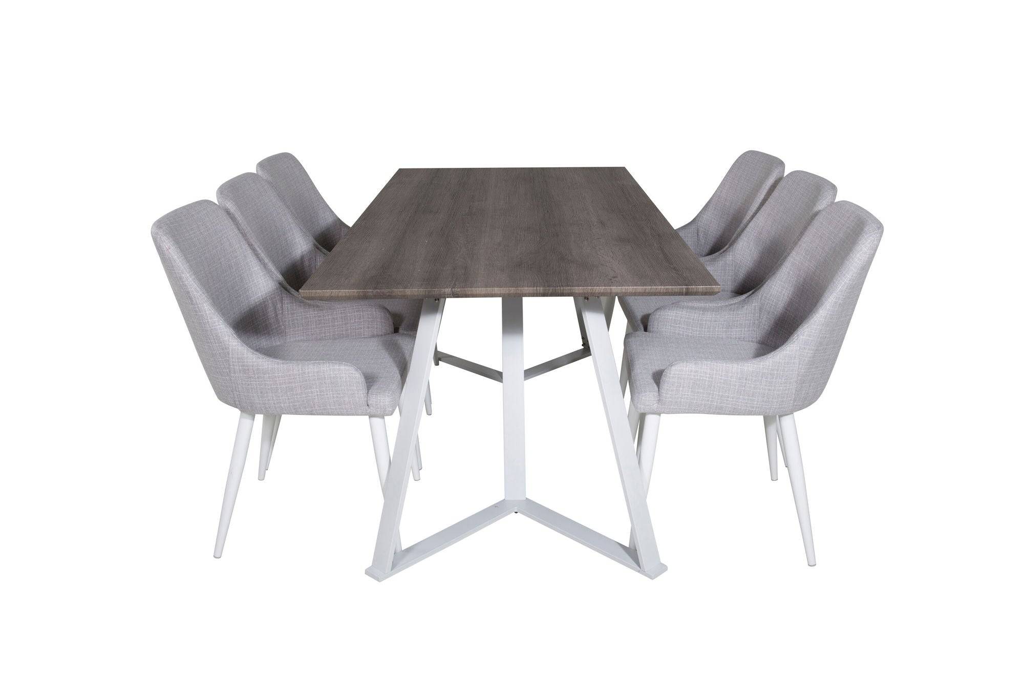 Venture Home Marina spisebord - Grey "oak" / White Legs +Plaza Dining chair - White legs - Light Grey Fabric_6