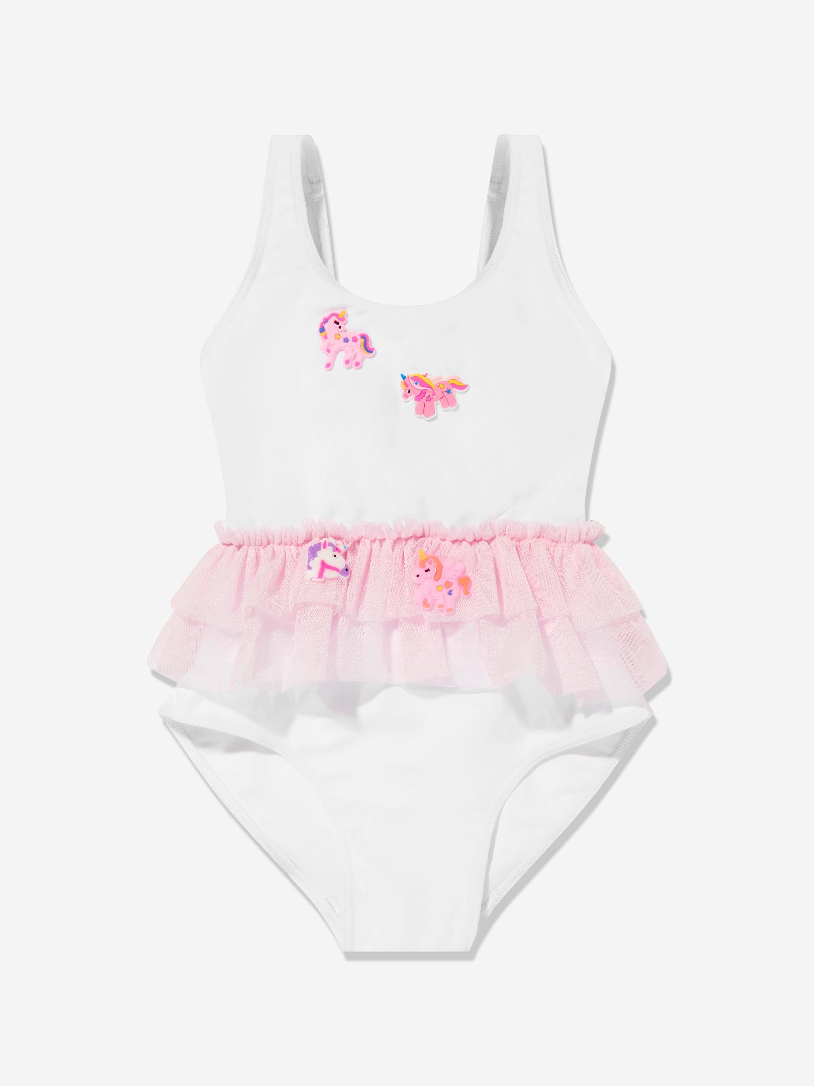 Selini Action Girls Unicorn Swimsuit in White - White / 2 Yrs (2 Yrs)