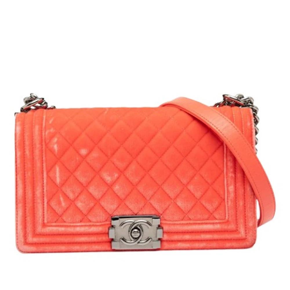 Chanel Vintage Pre-owned Boy Flap Skuldertaske - Vintage - Dame - Orange - ONE SIZE - Uld