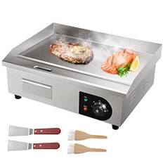 VEVOR Elektrogrill 54 x 30 cm, Elektrische Grillplatte 3000W, Kommerziell Kochplatte aus Eisen, Temperatur verstellbar 50 – 300 °C, Einfache Reinigung für Grill