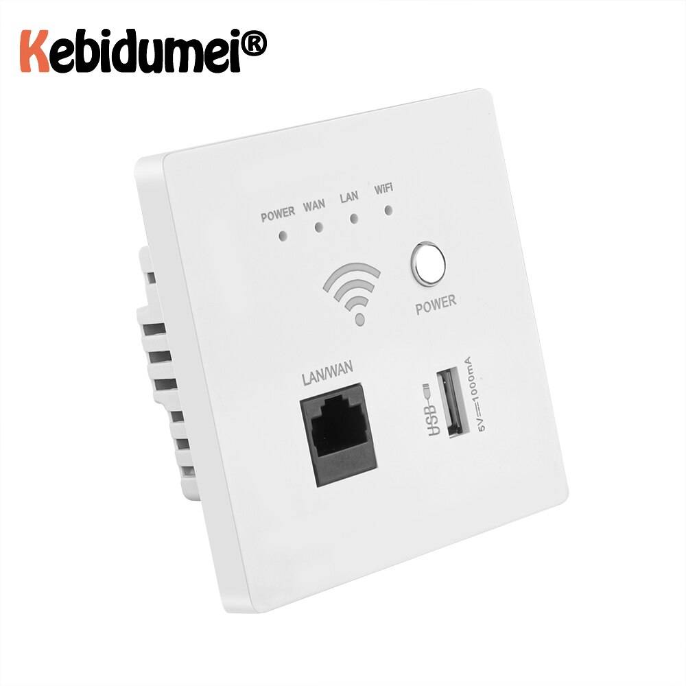 Kebidumei 300 mbps 220v power ap relay smart trådlös wifi repeater extender vägg inbyggd 2.4 ghz router panel usb socket rj45