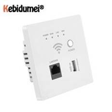 Kebidumei 300 mbps 220v power ap relay smart trådlös wifi repeater extender vägg inbyggd 2.4 ghz router panel usb socket rj45