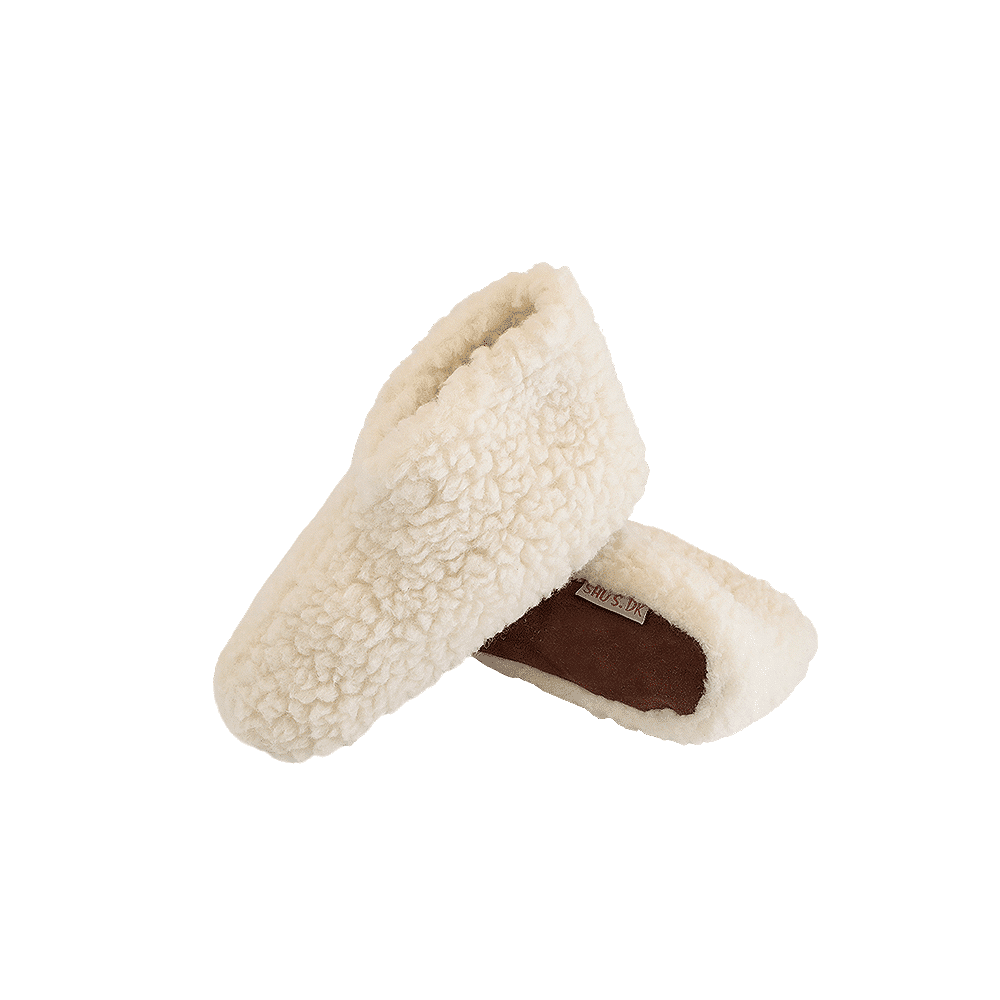 Fluffy Uld Hjemmesko (100% ren uld) - Model Hvid - 38