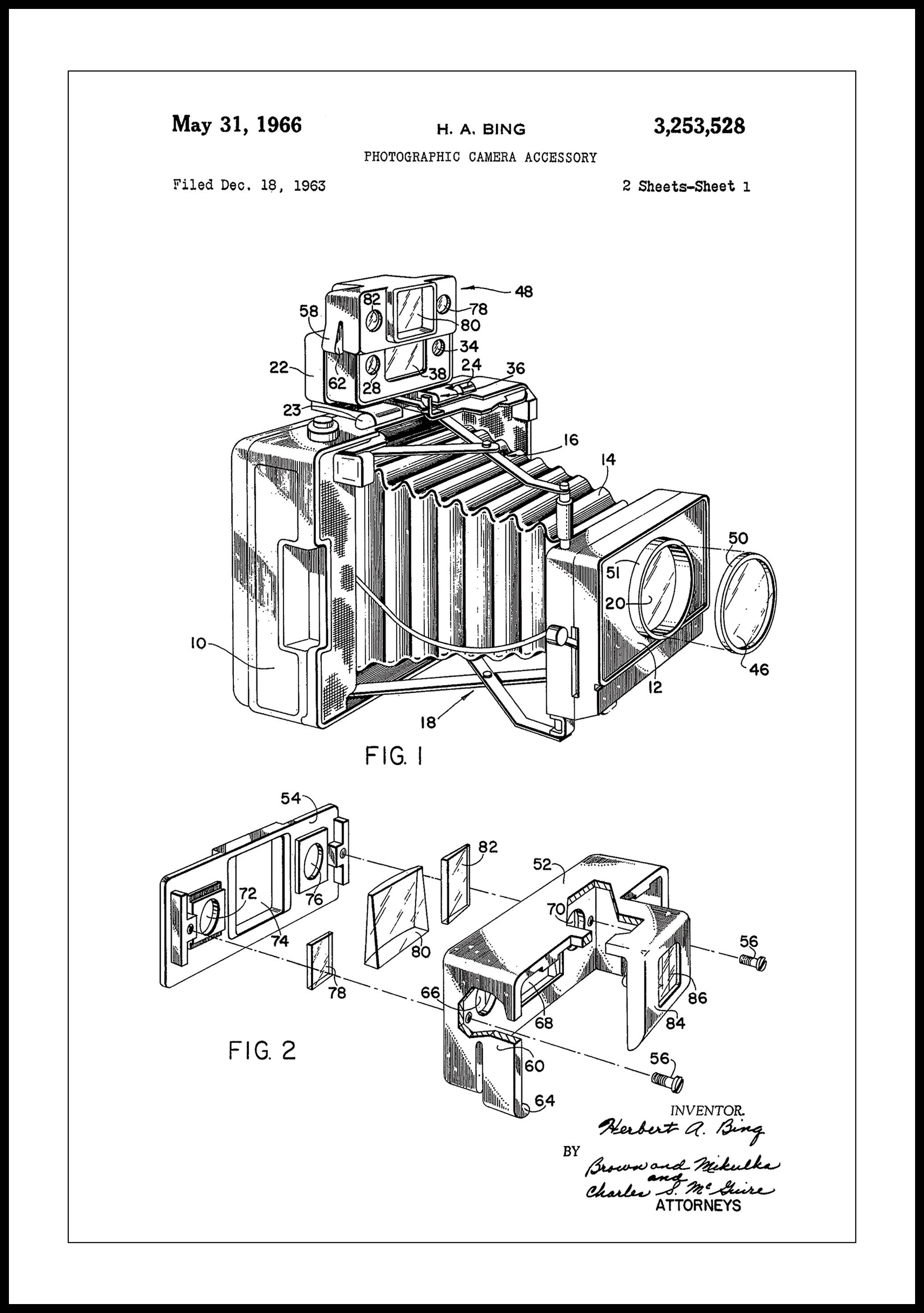 Patent Print - Photographic Camera - White Poster (70x100 cm)