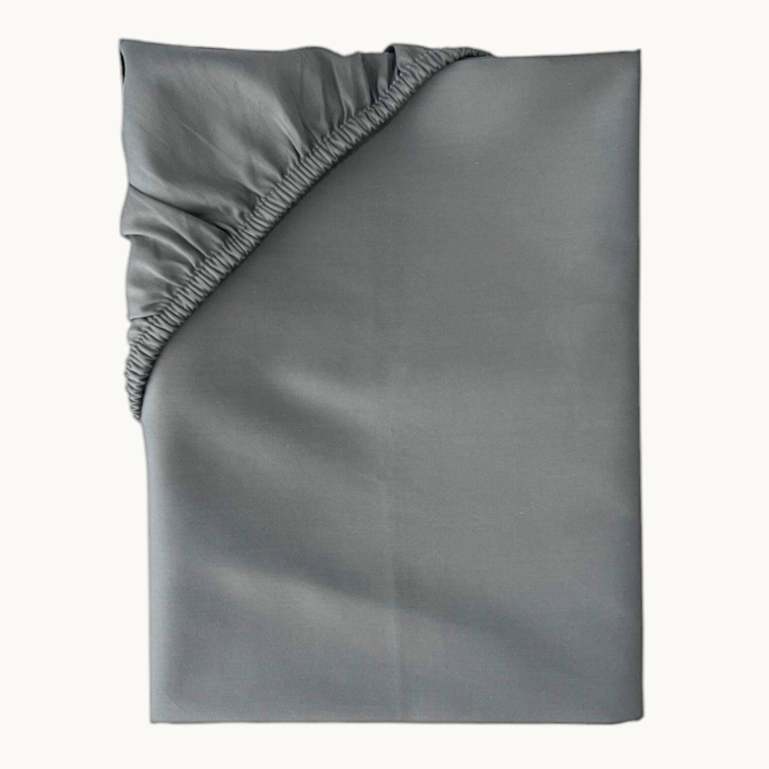 Charm Satin Spannbettlaken aus 100% ägyptischer Baumwolle (600TC) – Seidig glatt, atmungsaktiv & luxuriös - Ardoise / 160x200