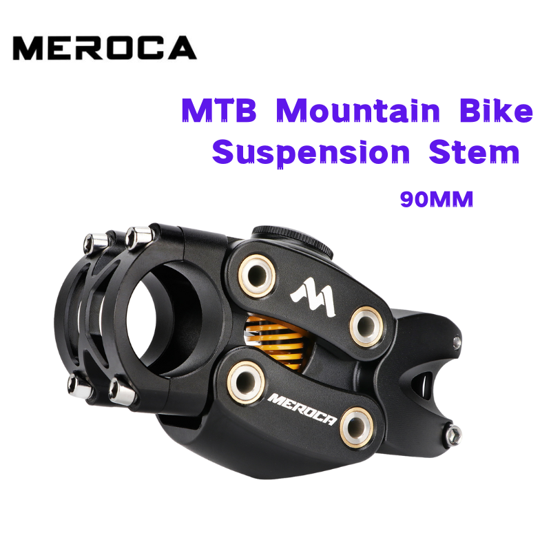 MEROCA MTB Mountain Bike Suspension Stem 90MM Off-Road Touring Cycling Grave Road Bicycle Shock Absorbing Riser Four Links Stem