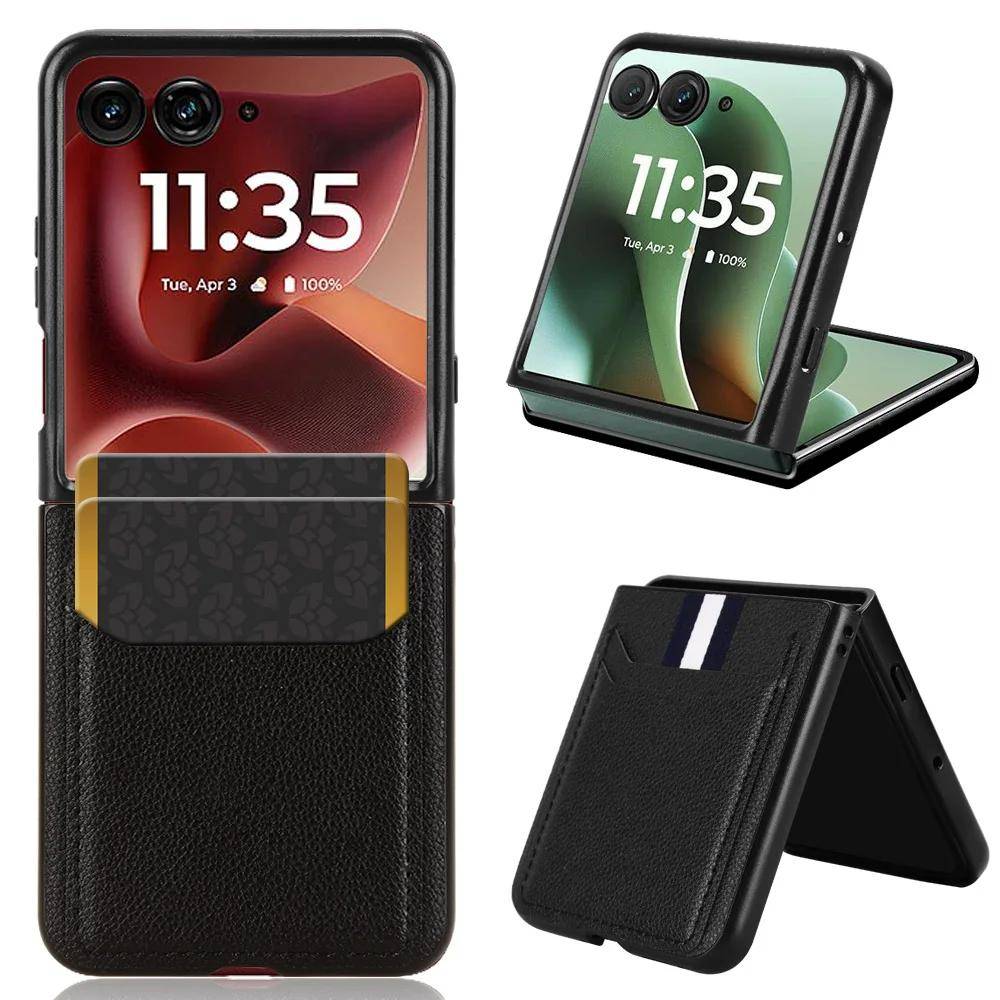 Lyxigt PU-läder Fack för kort Ställ Fodral för Motorola Razr 70 60 50 Ultra PC Hårt Stötsäkert Skydd för MOTO Razr 70 60 50 Stötfångare
