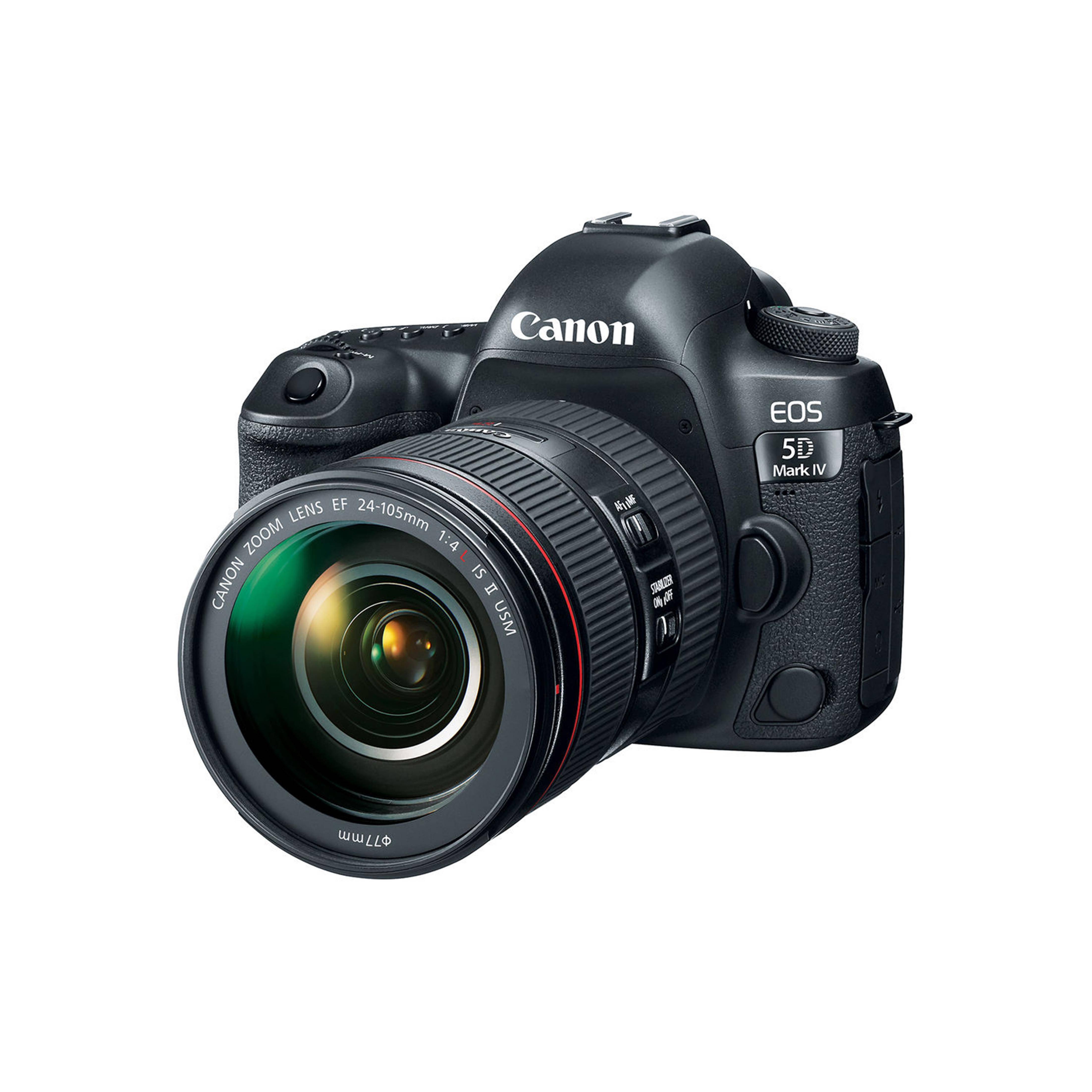 Canon EOS 5D Mark IV Fullformat Digital SLR-kamera + EF 24-105mm f/4L IS II USM Zoomobjektiv svart