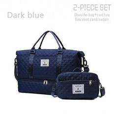 2PCS Large Capacity Travel Duffel Bag, Wet And Dry Separation Fitness Bag, Weekend Overnight Shoulder Bag, Hospital Necessary Mommy Bag, Travel Bag, H - Blue - one-size