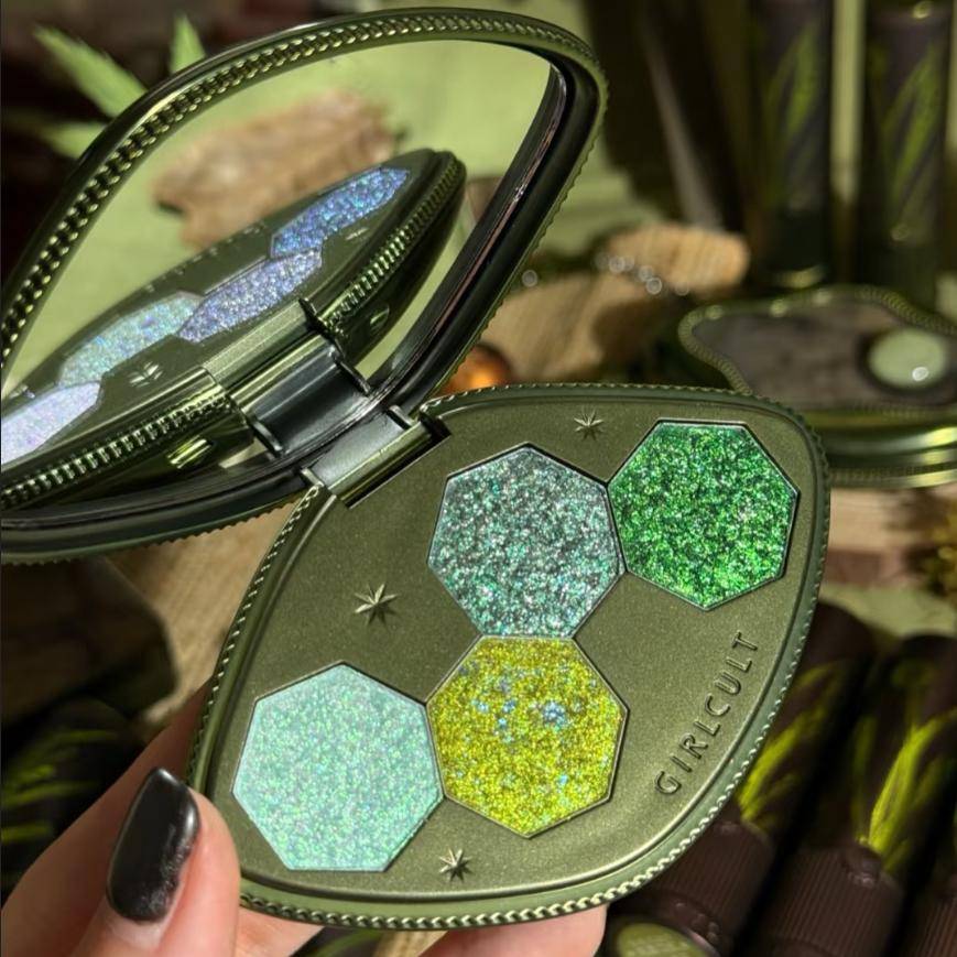 Girlcult Smink Ögonskuggspalett 4 Färger Kamleon Shimmer Glitter Matt Ögonskugga Mycket Pigmenterad Ögonpalett Naturliga Färger
