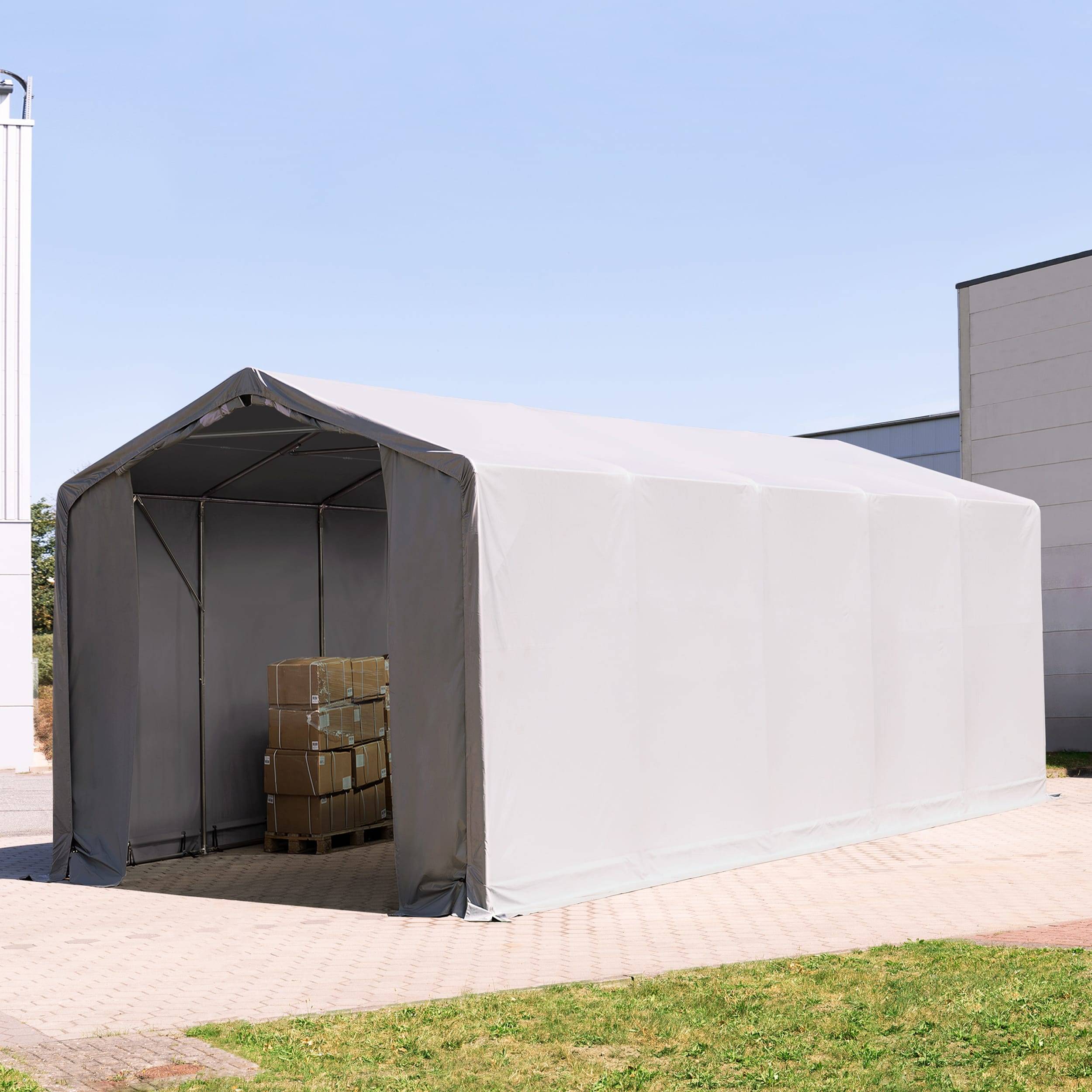 4x12m, Telthal, PVC-teltdug, grå, uden statikpakke - (94263)