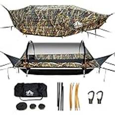 Night Cat Hammock Tent med platt golv för 1 person med myggnät Vattentät täckning och extra förvaring Vandring Camping Backyard Wild