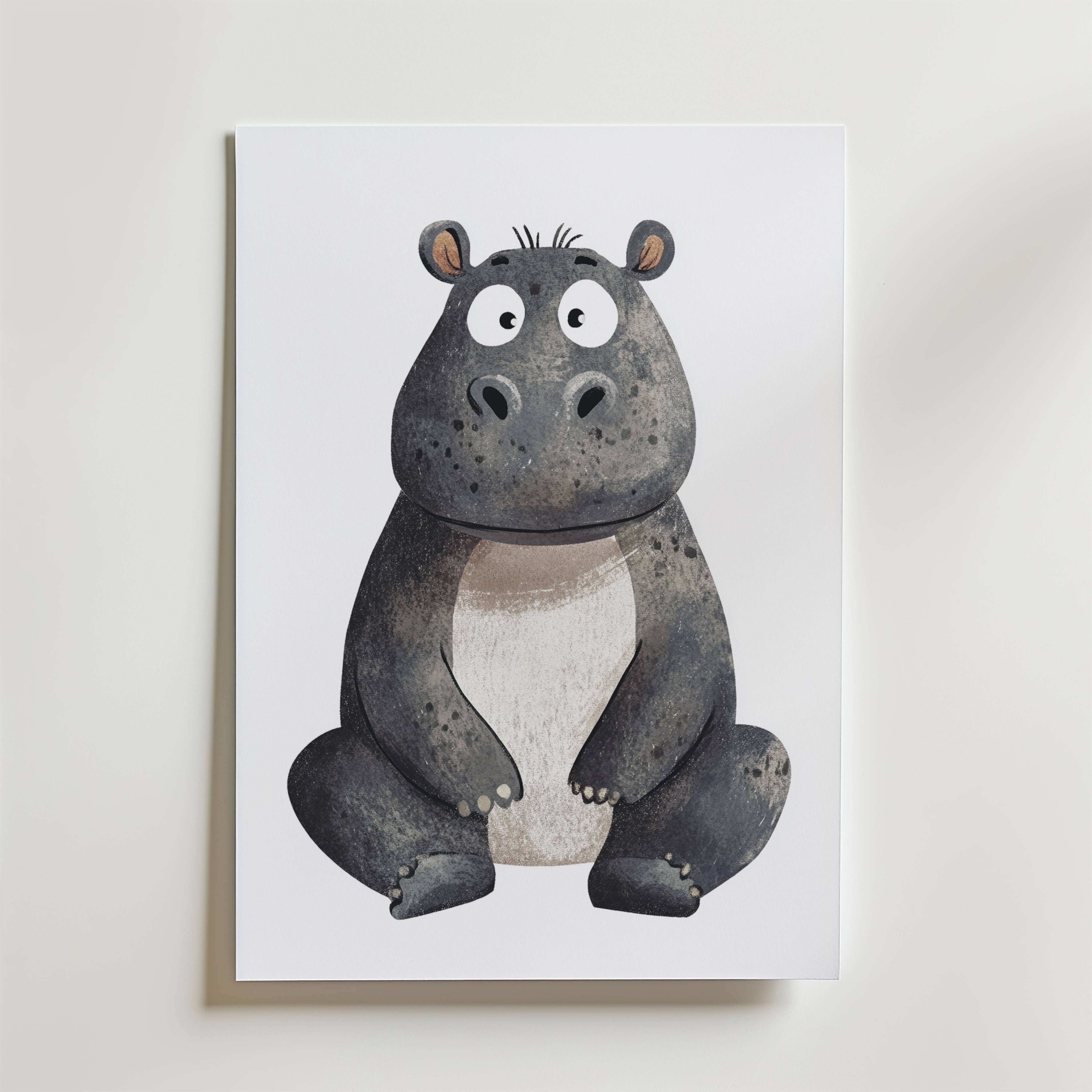 Happy Hippo Poster - Fine Art Poster 50x70 cm
