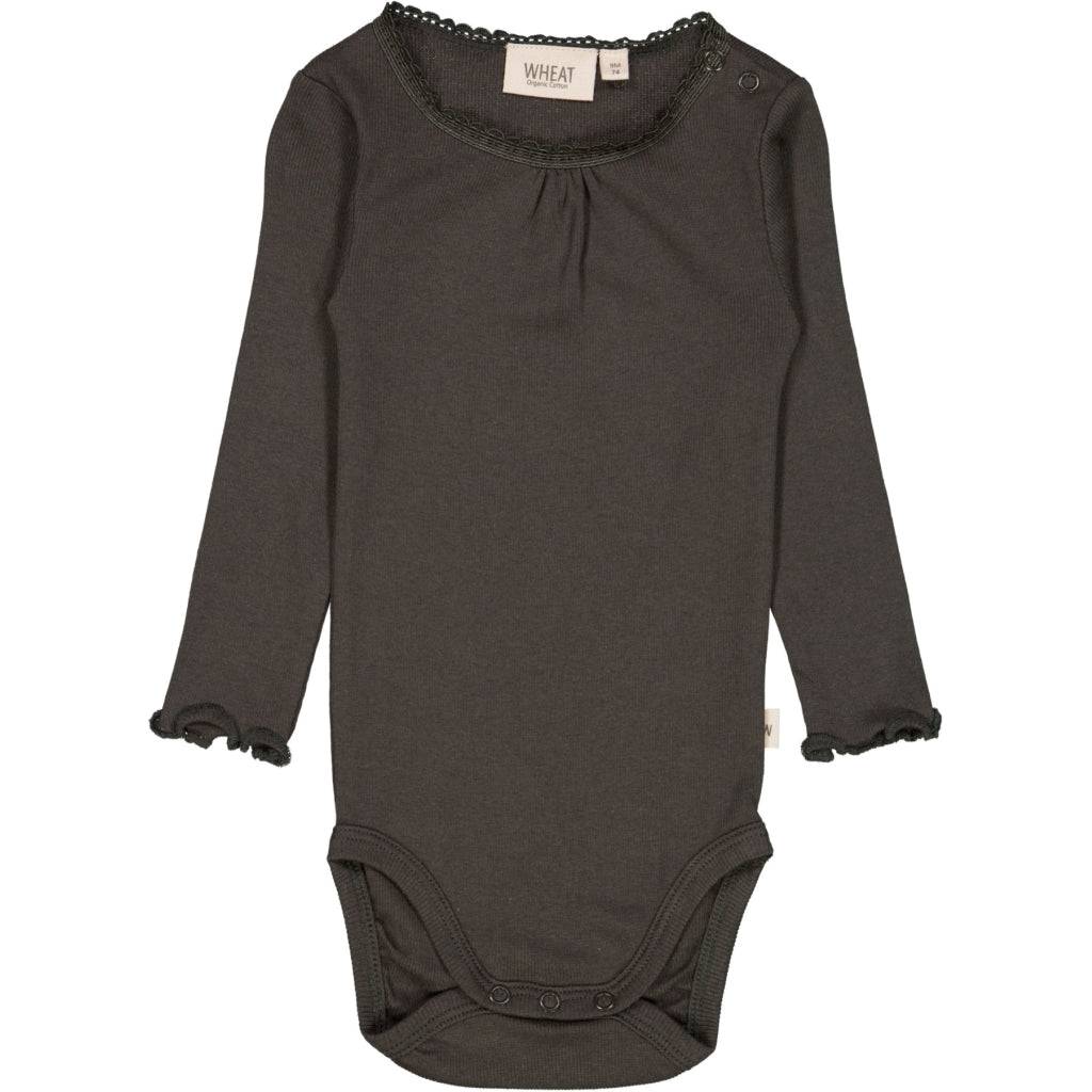 WHEAT® - Langærmet Rib Blonde Body - black granite - Str 68.