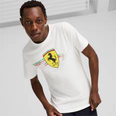 Men's Puma Scuderia Ferrari Race Big Shield T-Shirt, White, Size XXL, Clothing