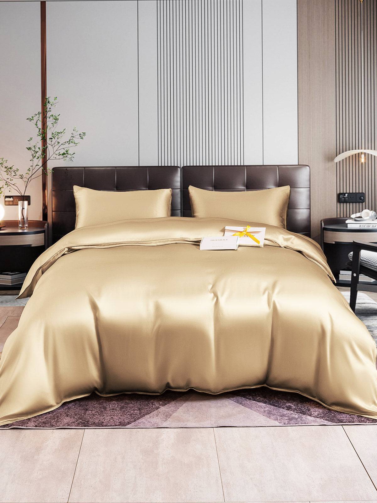 22Momme 3st Siden Sängkläder Set (Påslakan + 2x Örngott) - Beige / 1.8m Säng(240x220cm+2x50x60cm)