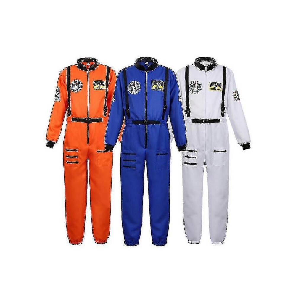 (M, Blue for Men) Astronaut Costume Space Suit For Adult Cosplay Costumes Zipper Halloween Costume Couple Flight Jumpsuit Plus Size Uniform-c