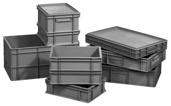 Plastlåda Idona, 600x400x120 mm, 20 liter, grå