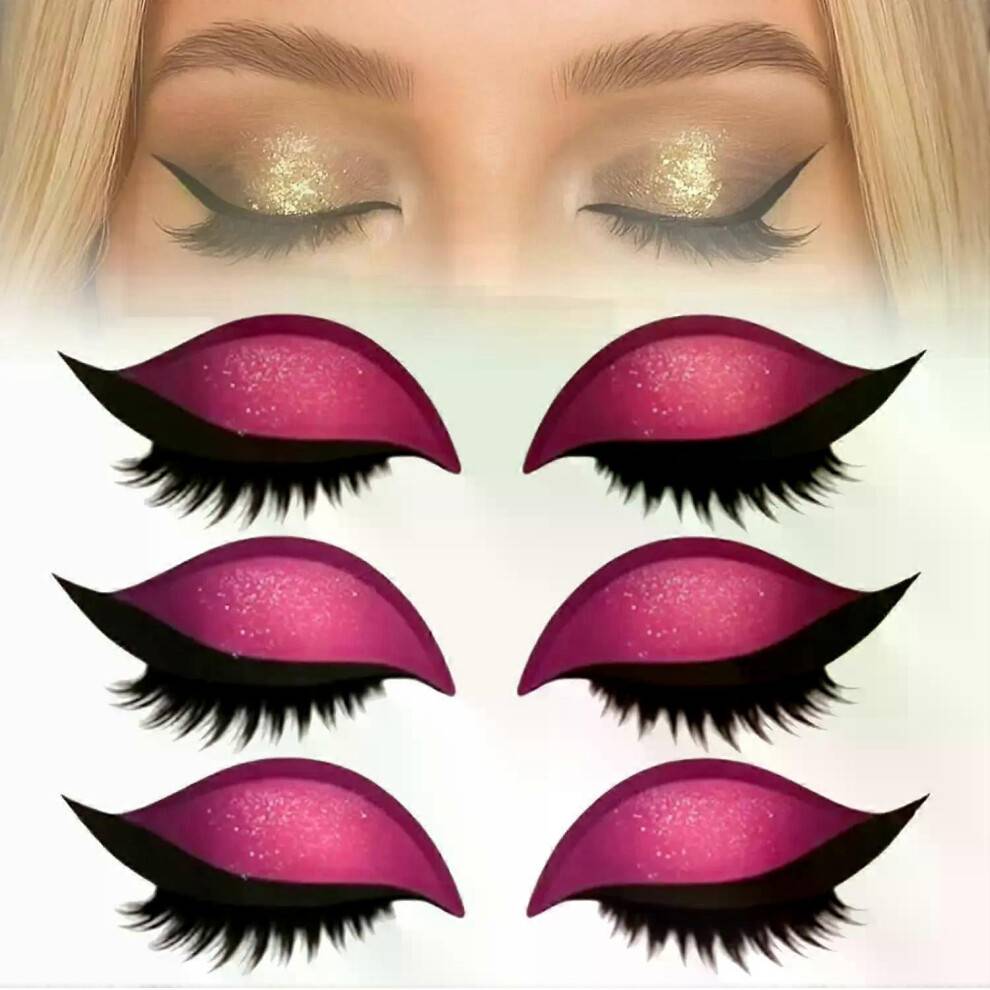 (Pink) Eyelash Stickers Adjustable Quick Eye Makeup Eyeshadow Eyelash Combination Reusable False Eyelashes For Beginner