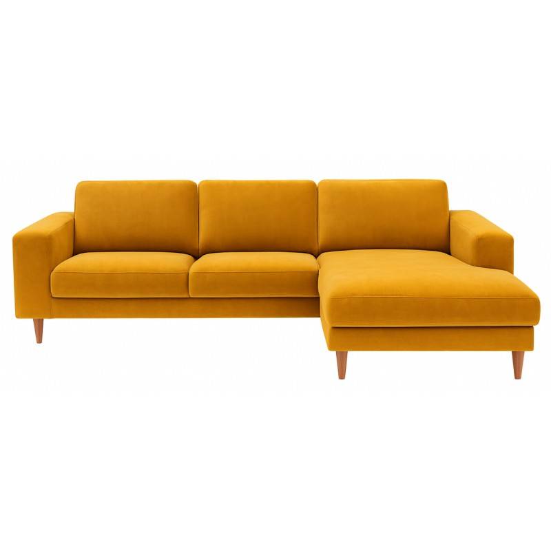 Hjort Knudsen Hadsten chaiselong sofa Højrevendt - Sennepsgul velour