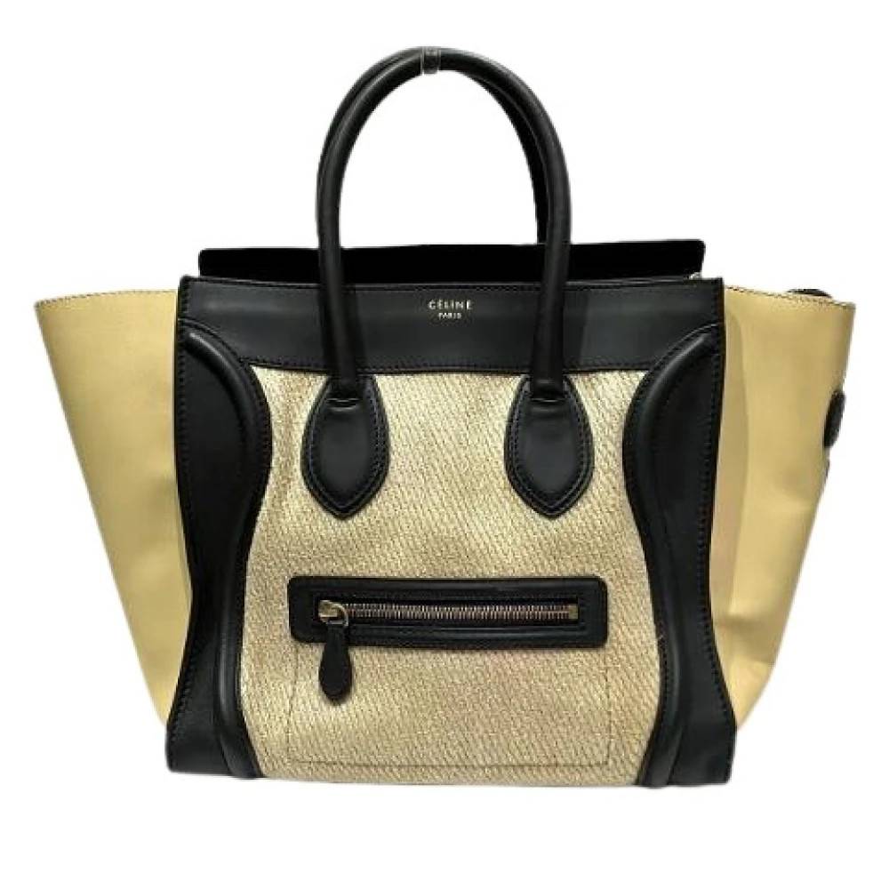 Celine Vintage Pre-owned Luggage Mini Shopper Læder Lærred Håndtaske - Vintage - Dame - Beige - ONE SIZE - Læder